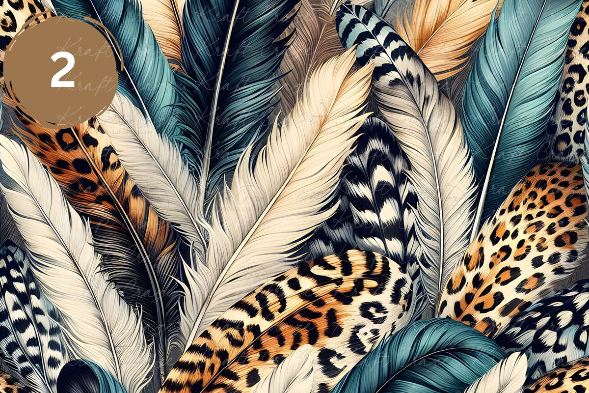 Feather Leopard Vol. 2 Vinyl collection- 12x12 vinyl sheets-20 designs available