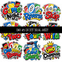 Uno UV DTF Decal sheets 12 Designs available