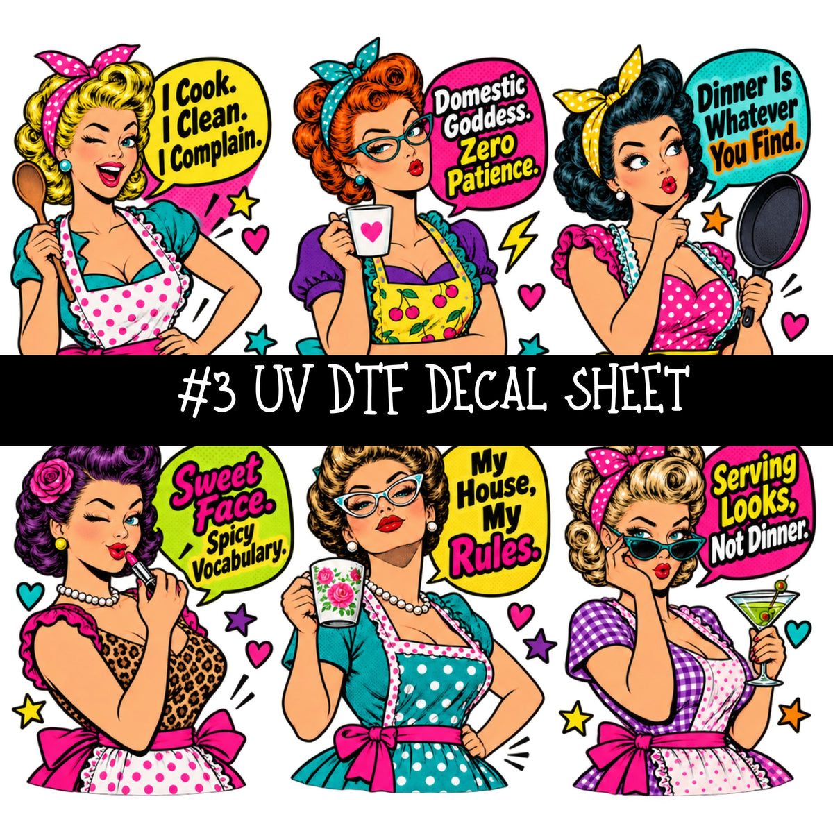 Popart Girls UV DTF Decal sheets 14 Designs available