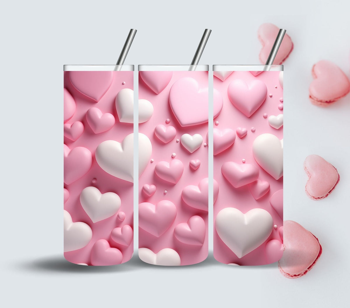 3D Hearts Vinyl Tumbler Wraps