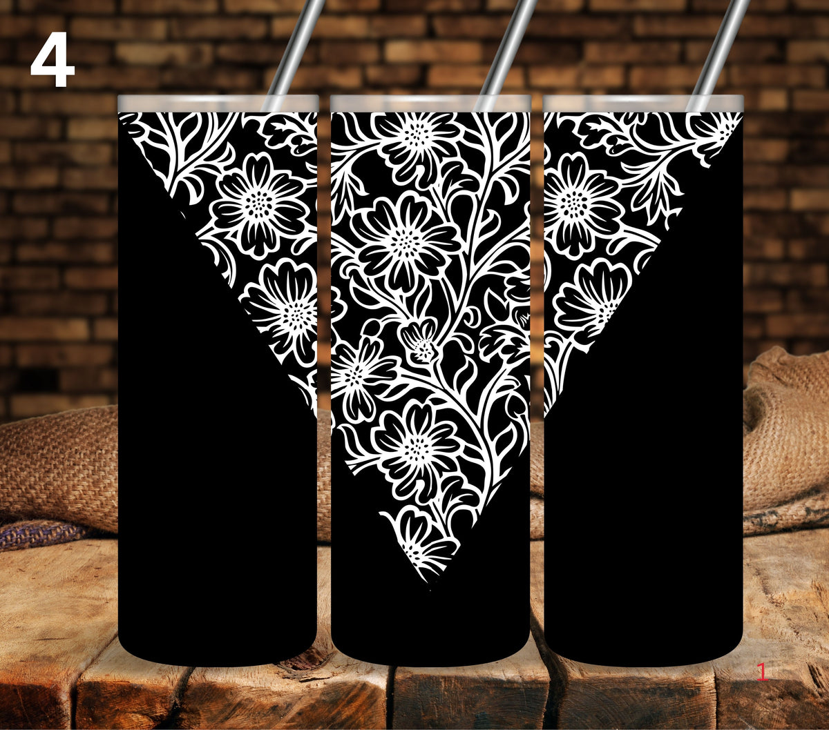 Floral Tool UV DTF Vsplit tumbler wraps white 7 Designs