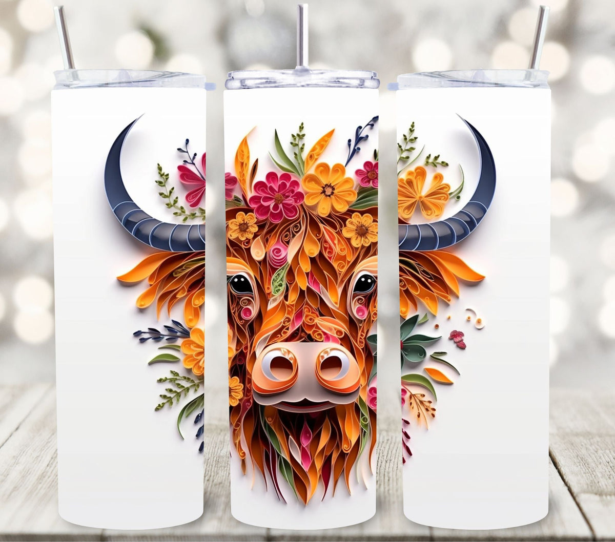 3D highland Vinyl wraps for tumblers- 8 Designs