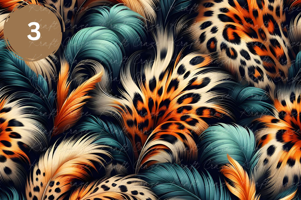 Feather Leopard Vol. 2 Vinyl collection- 12x12 vinyl sheets-20 designs available