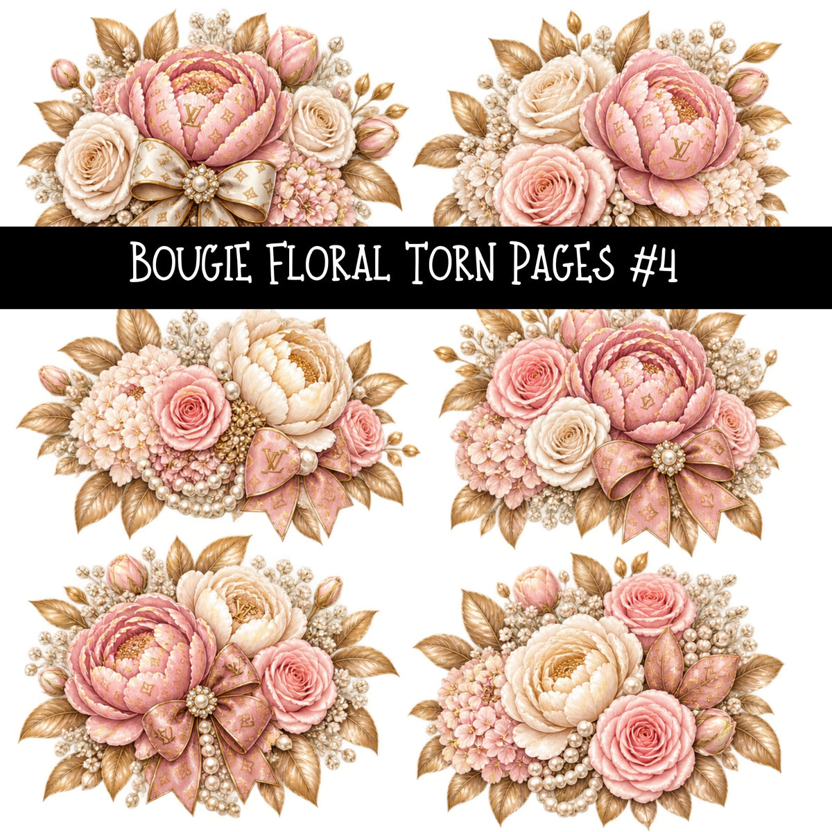 Bougie Floral Torn Pages UV DTF Decal sheets 6 Designs available