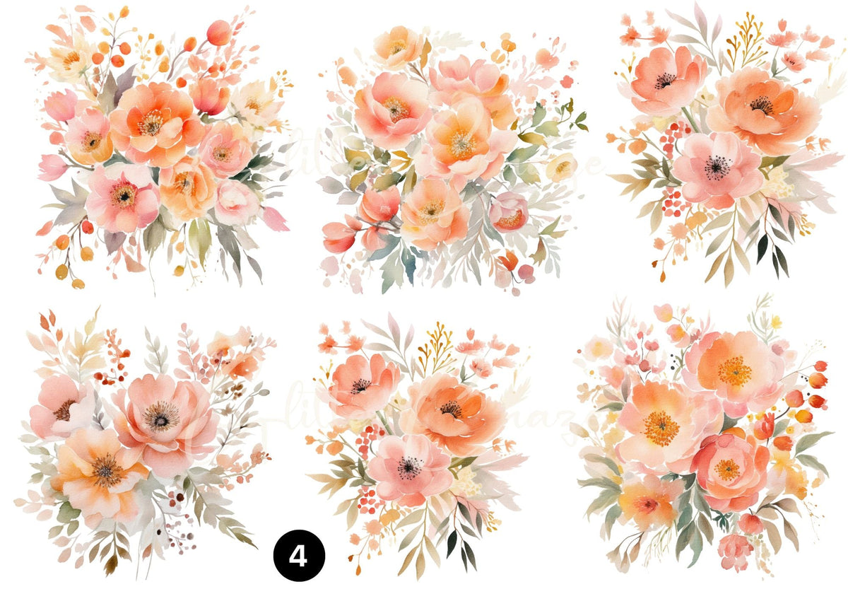 Watercolor floral decal sheets 11 Designs