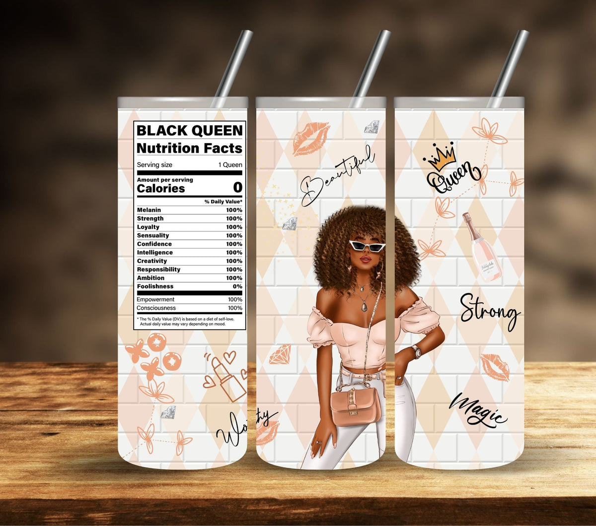 Black Queen Tumbler wrap Download- Set of 4