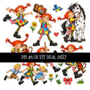 Pippi UV DTF Decal sheets 12 Designs available