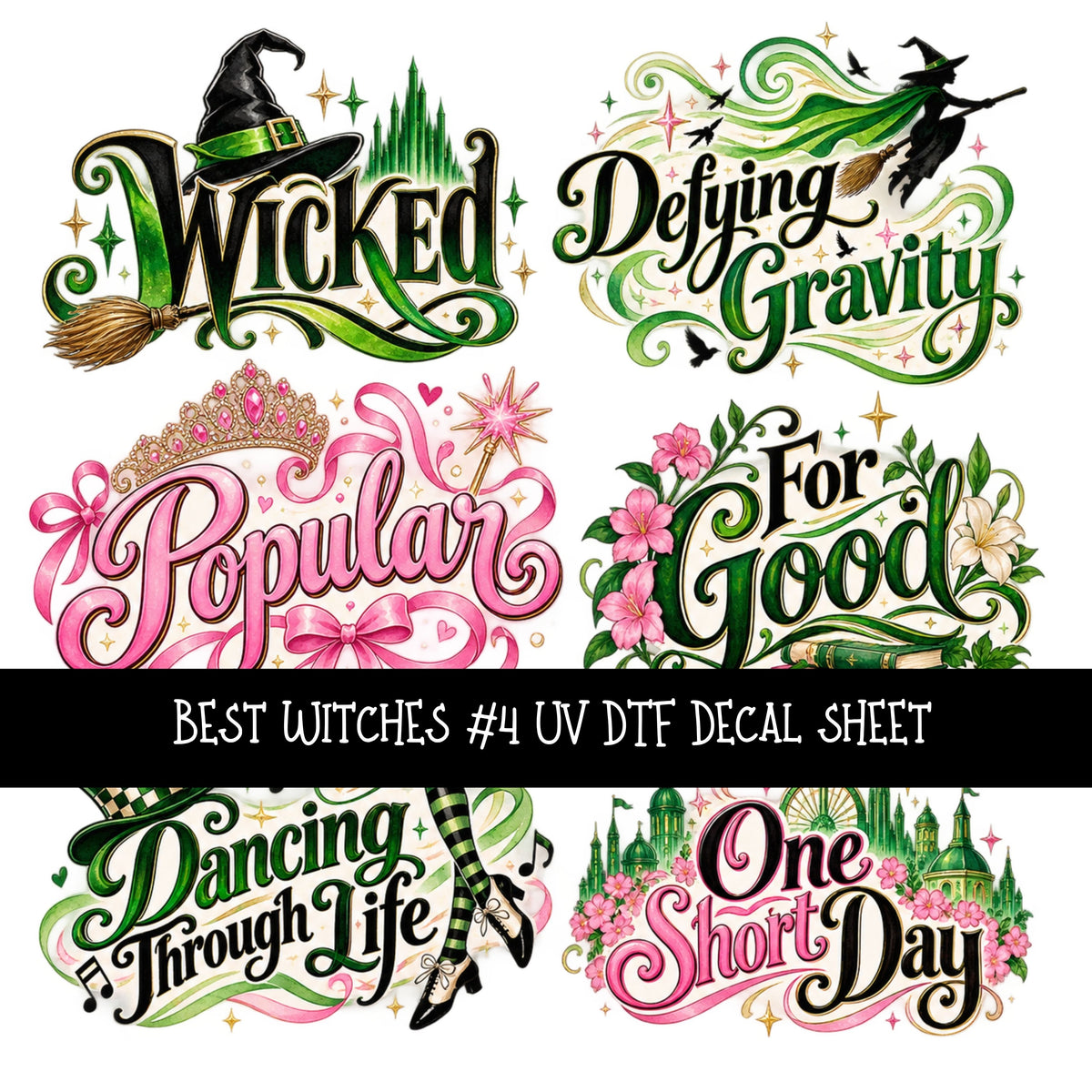Best Witches UV DTF Decal sheets 11 Designs available