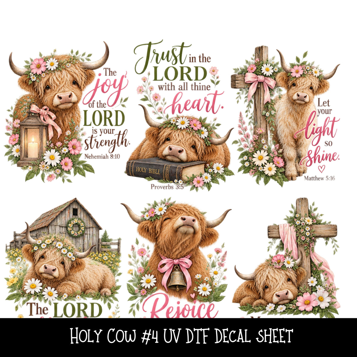 Holy Cow UV DTF Decal sheets 12 Designs available