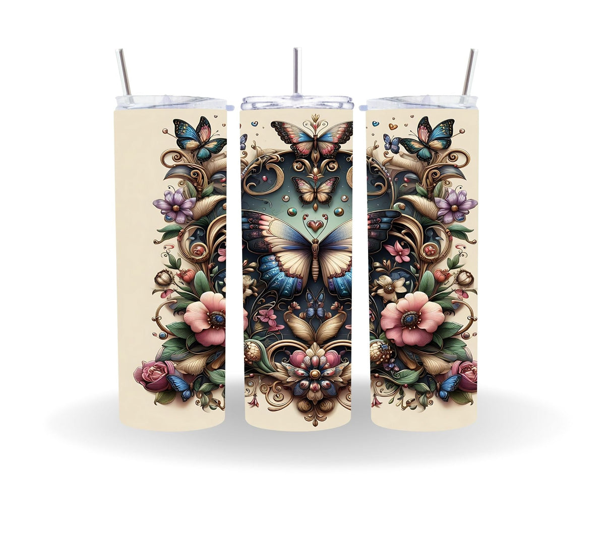 3d Vintage Butterfly wraps- 4 Designs