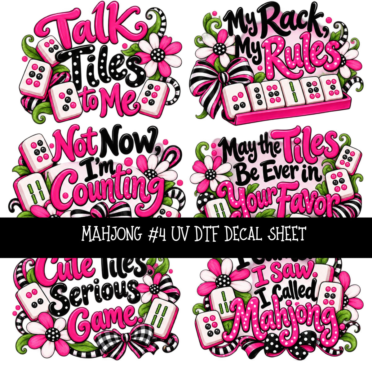 Mahjong UV DTF Decal sheets 11 Designs available