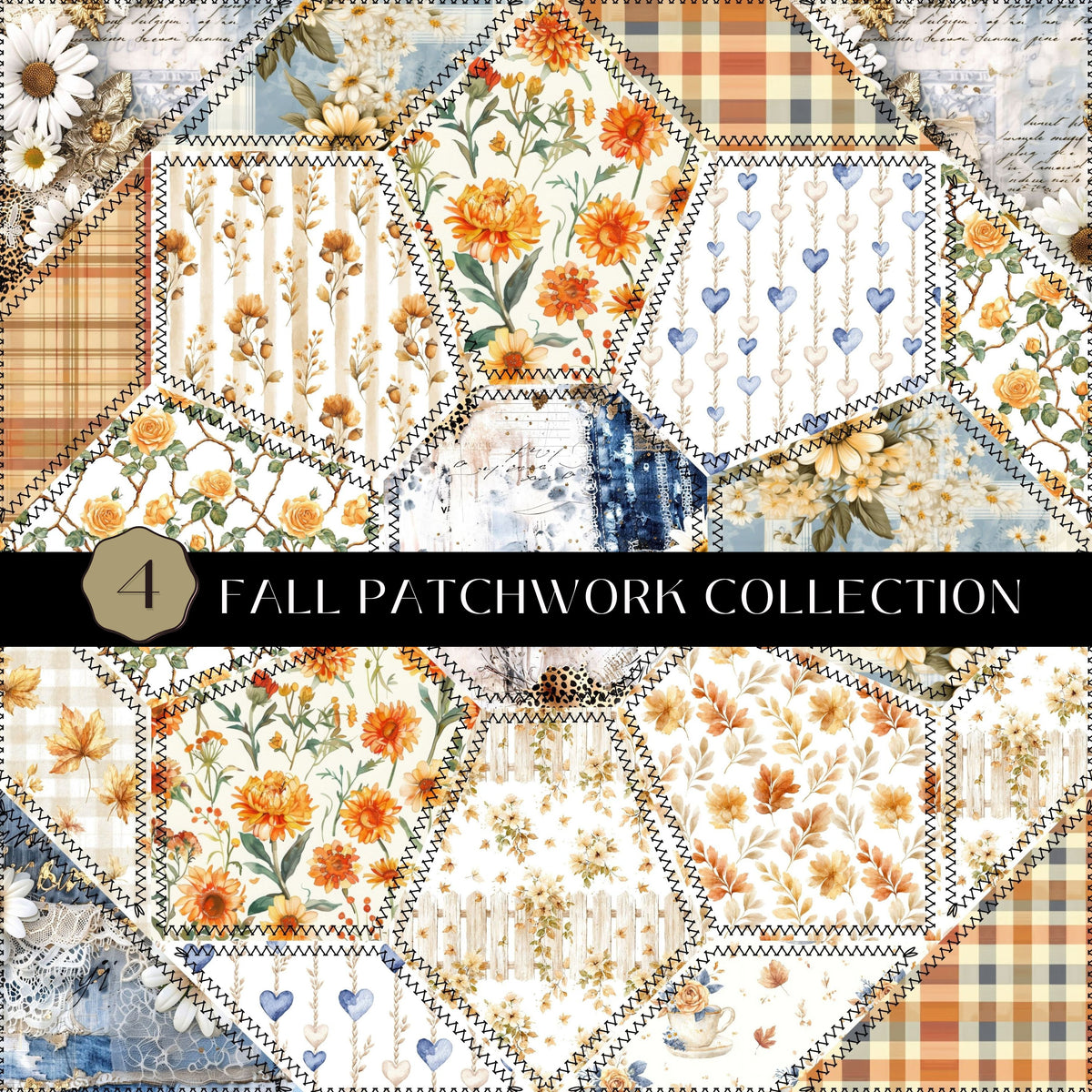 Fall Patch Work Fall Patchwork Vinyl collection- 12x12 vinyl sheets-5 designs availabl ...