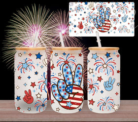 4th of July Peace UV DTF 16oz Libbey wrap