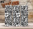 Black Floral Tool UV DTF Tumbler wrap 10 Designs