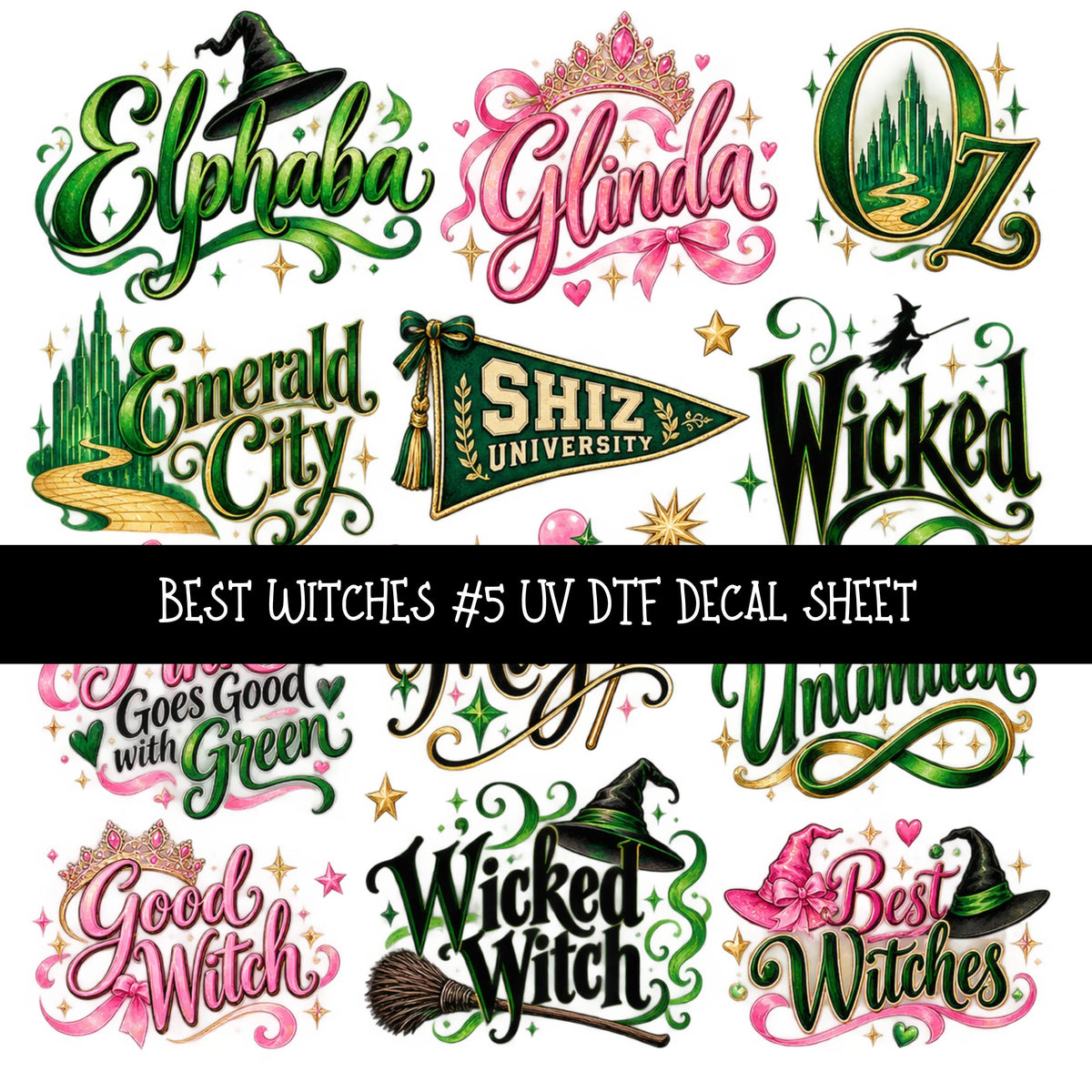 Best Witches UV DTF Decal sheets 11 Designs available