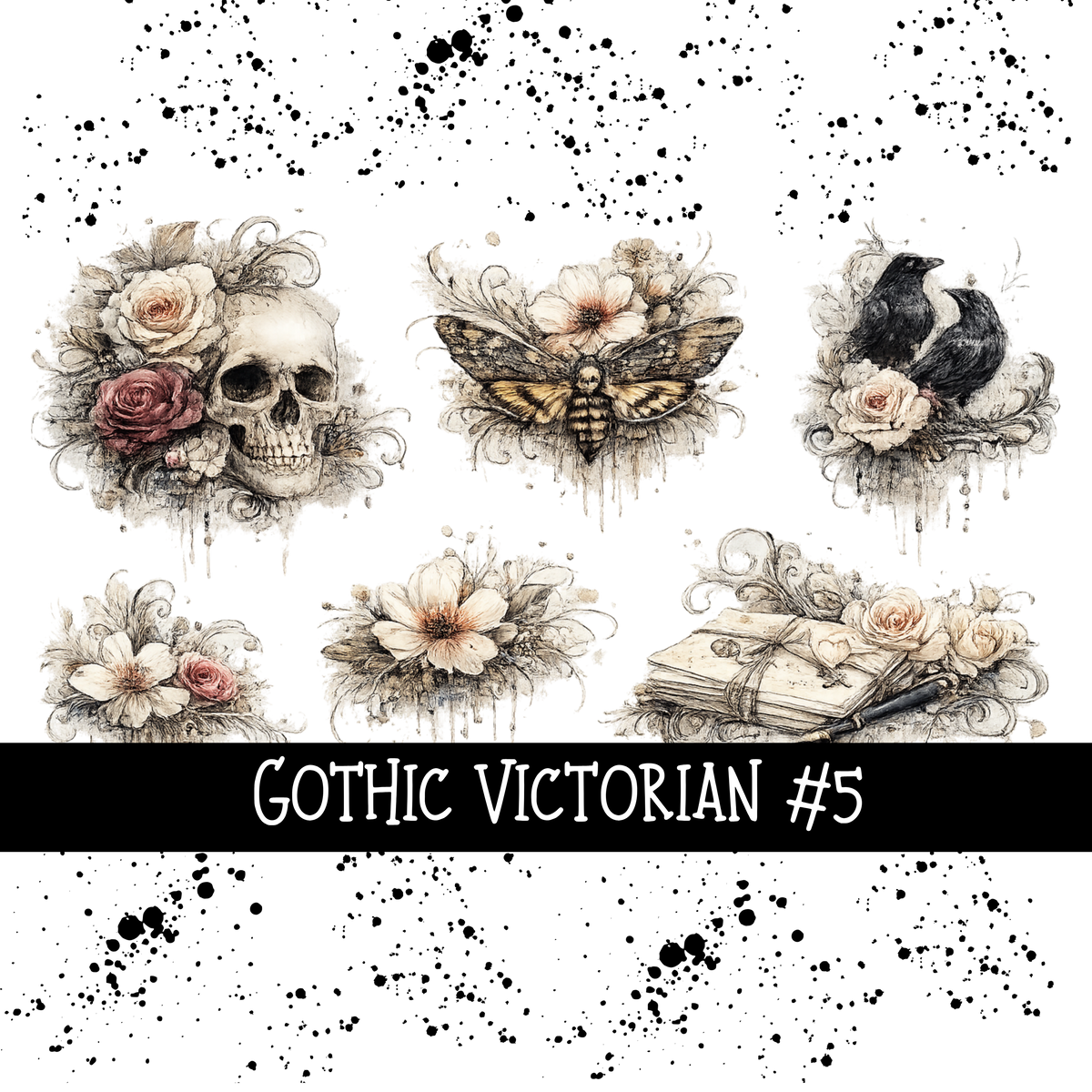 Gothic Victorian Torn Pages UV DTF Decal sheets 6 designs available