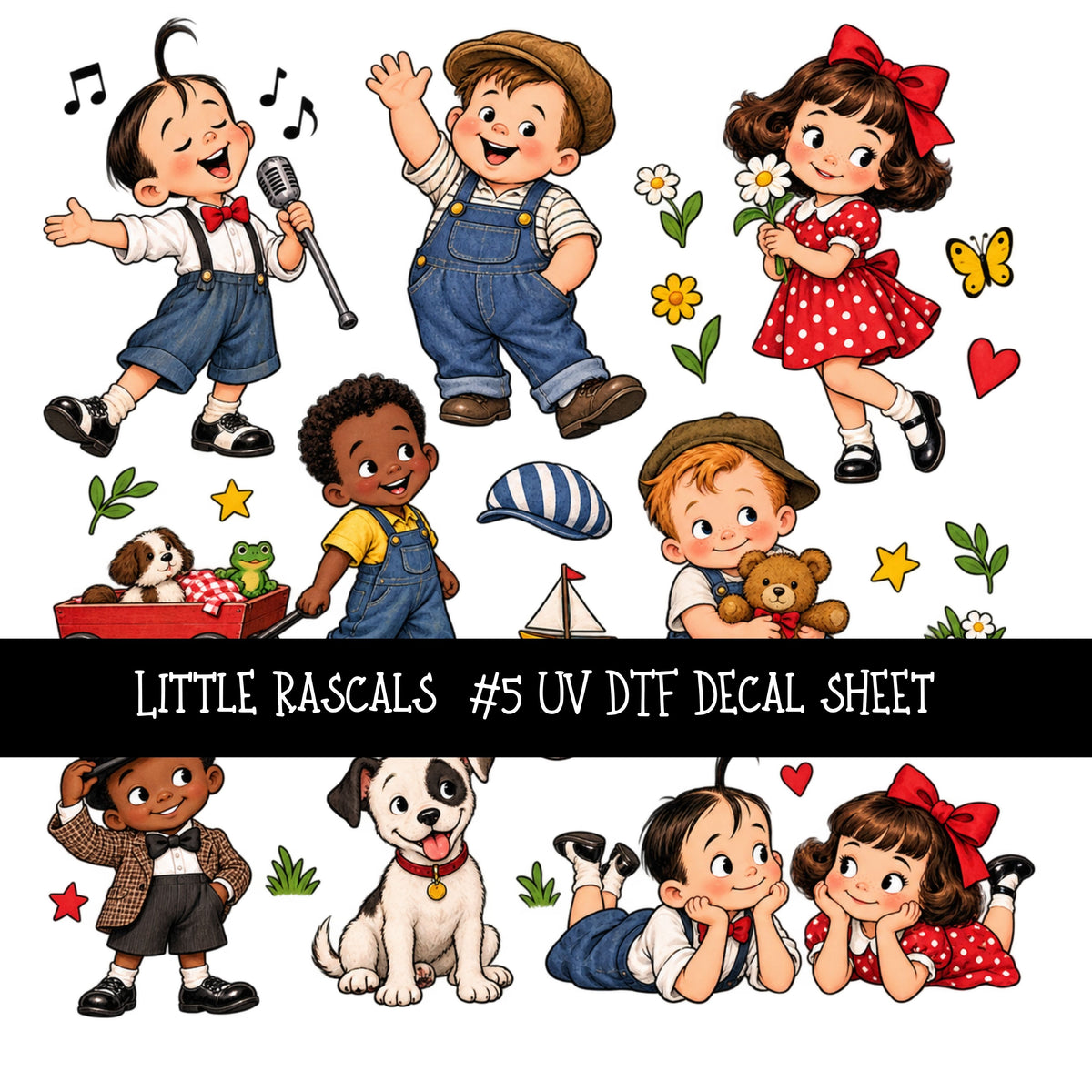 Little Rascals UV DTF Decal sheets 12 Designs available