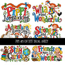 Pippi UV DTF Decal sheets 12 Designs available