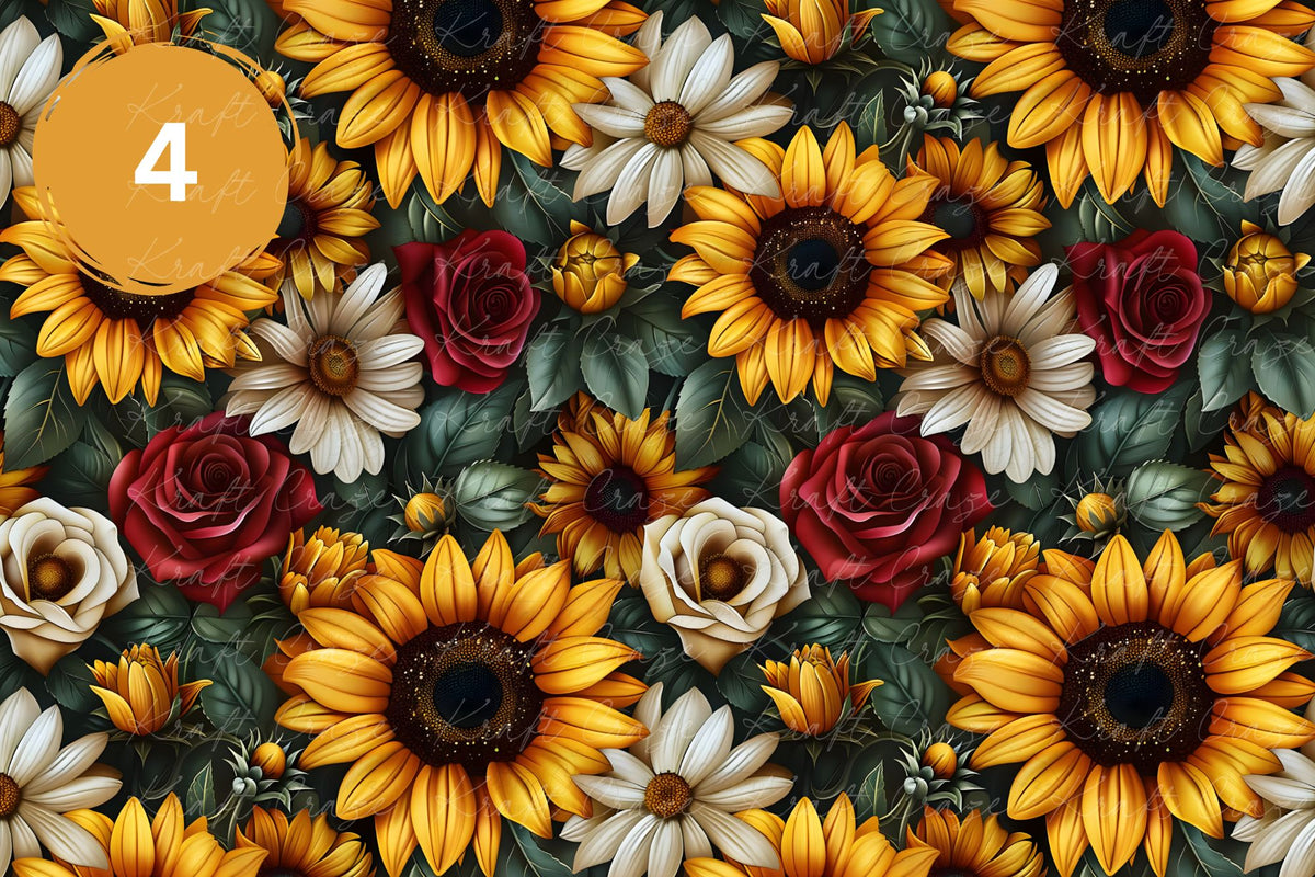 Sunflowers and Roses Vinyl collection- 12x12 vinyl sheets- 6 designs available