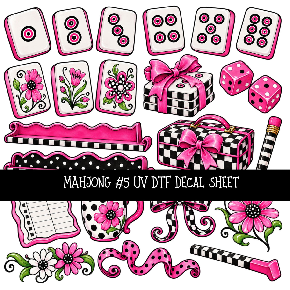 Mahjong UV DTF Decal sheets 11 Designs available