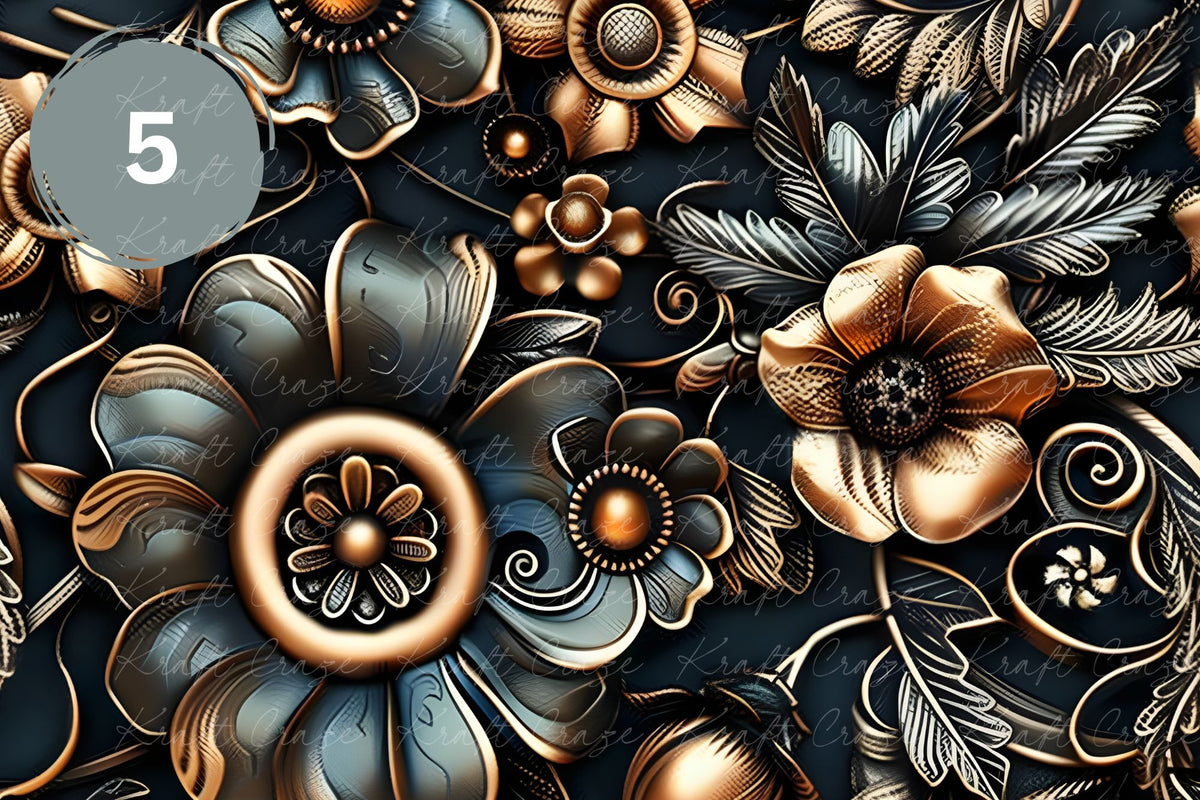 Steampunk Floral Vinyl collection- 12x12 vinyl sheets- 6 designs available