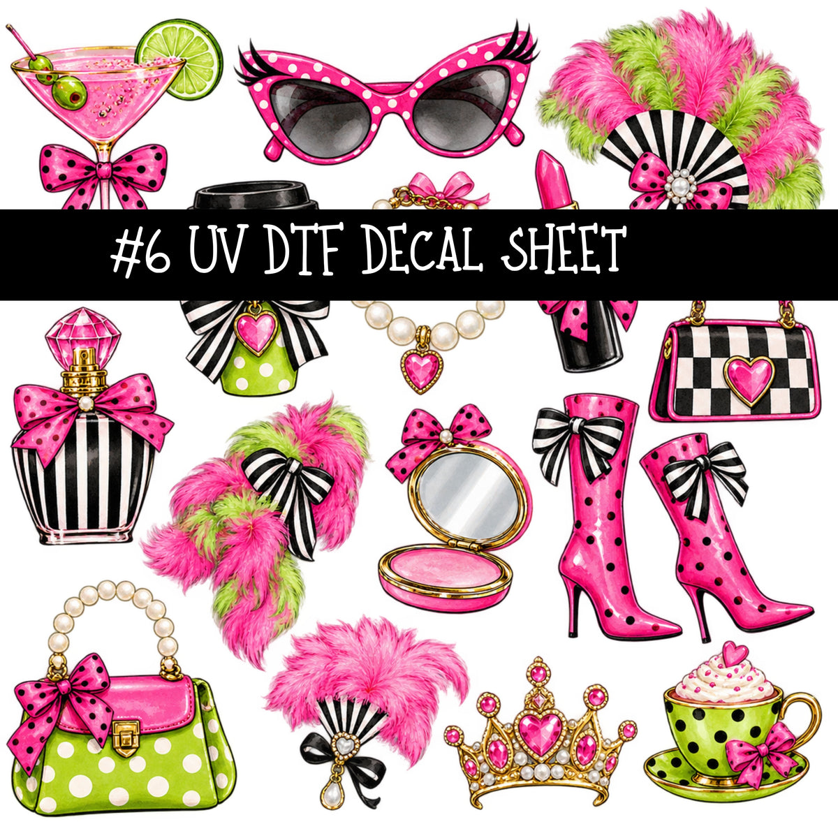 Flock Around UV DTF Decal sheets 11 Designs available