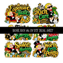Richie Rich UV DTF Decal sheets 11 Designs available