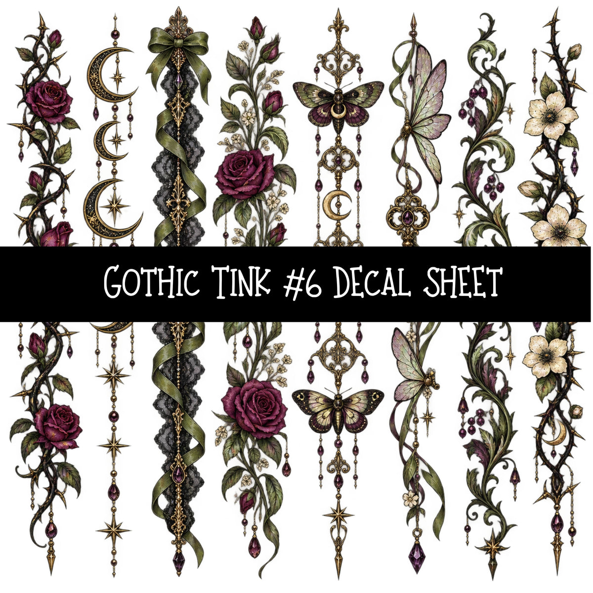 Gothic Tink UV DTF Decal sheets 10 Designs available