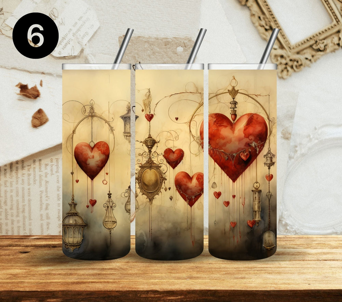 Vintage Valentine Vinyl Tumbler Wraps- 7 Designs- 2 Sizes available