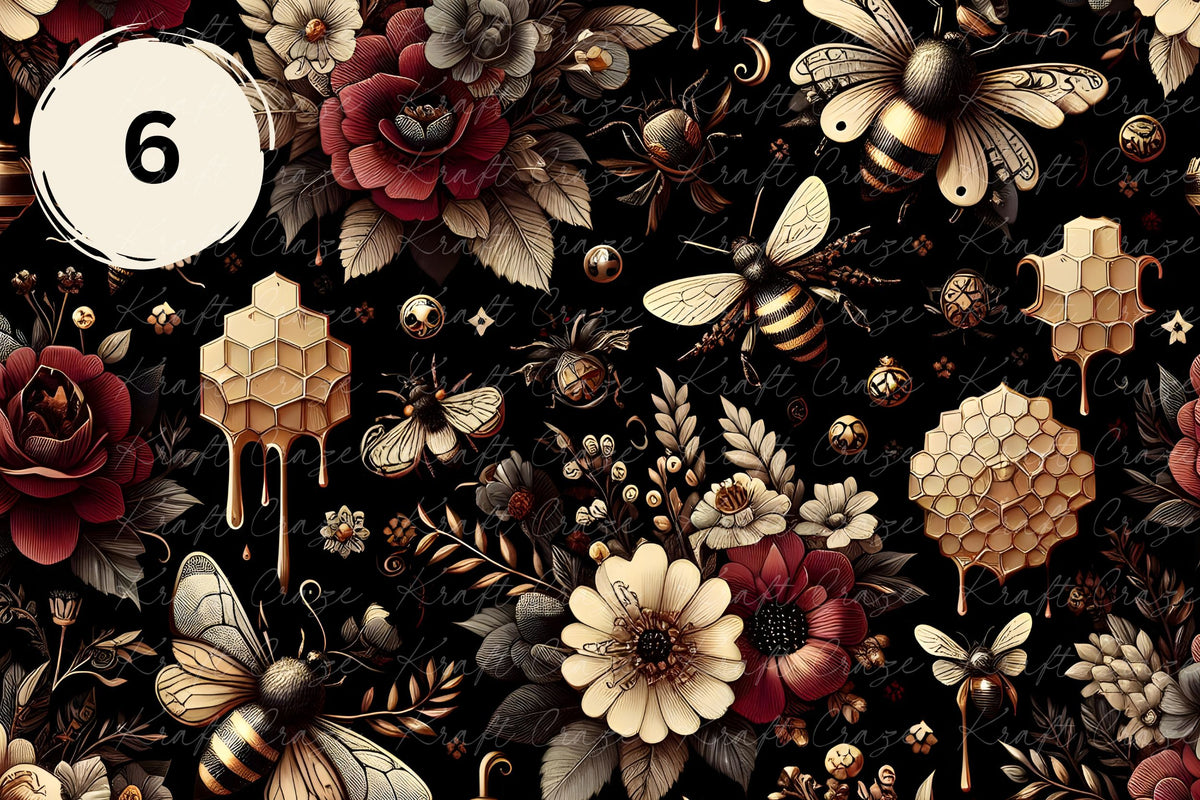 Floral Bees vinyl collection- 12x12 sheets- 19 designs available