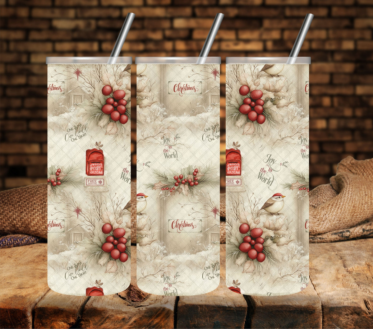 Woodlands Christmas Vinyl tumbler wraps- 18 Designs- 2 Sizes Avaialble