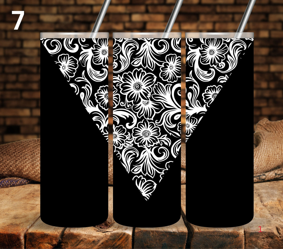 Floral Tool UV DTF Vsplit tumbler wraps white 7 Designs