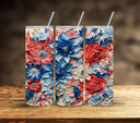 3D Patriotic Floral Vinyl Tumbler wraps- 11 Designs