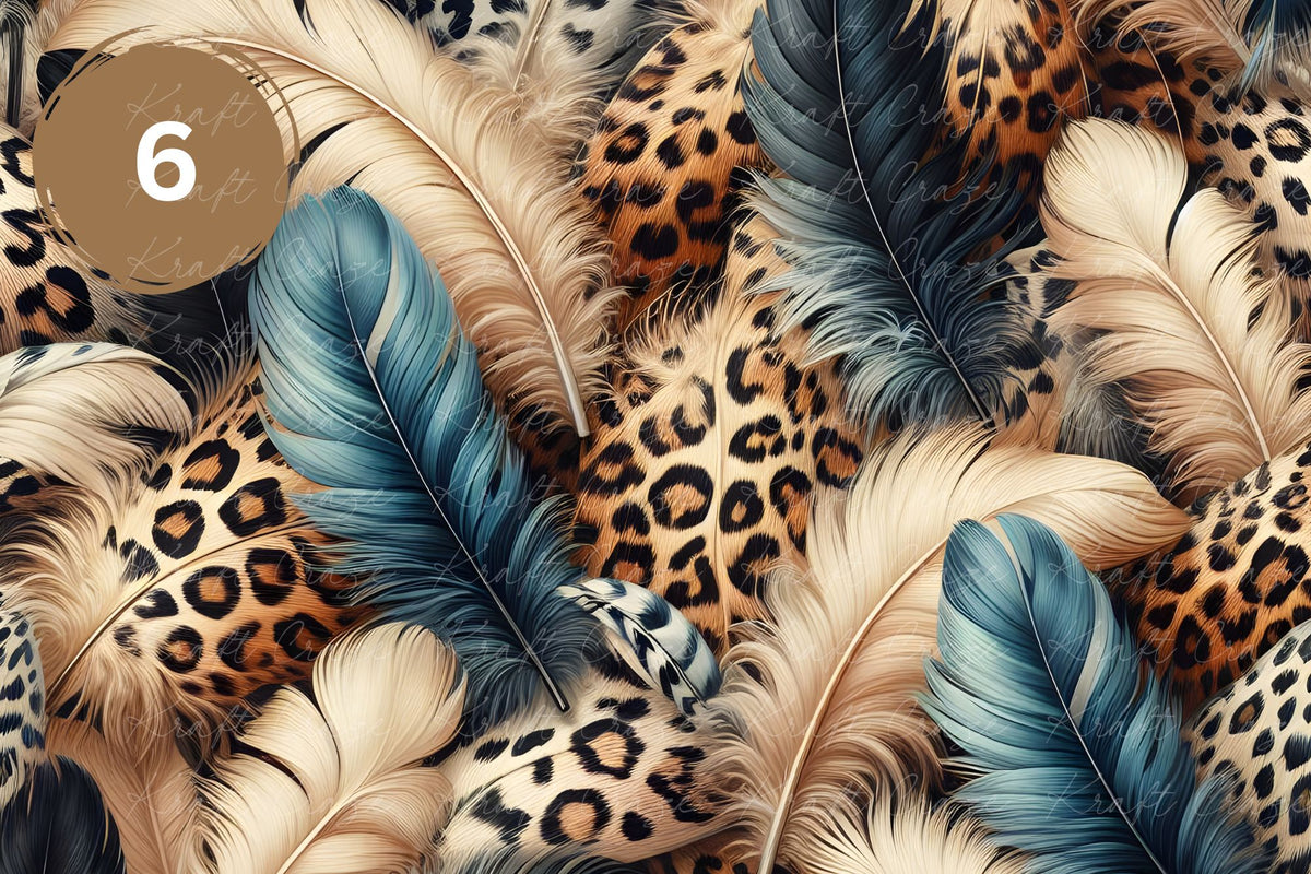 Feather Leopard Vol. 2 Vinyl collection- 12x12 vinyl sheets-20 designs available