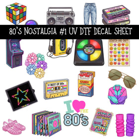 80's Nostalgia UV DTF Decal sheets 2 Designs available