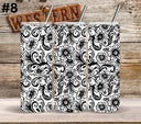 Black Floral Tool UV DTF Tumbler wrap 10 Designs