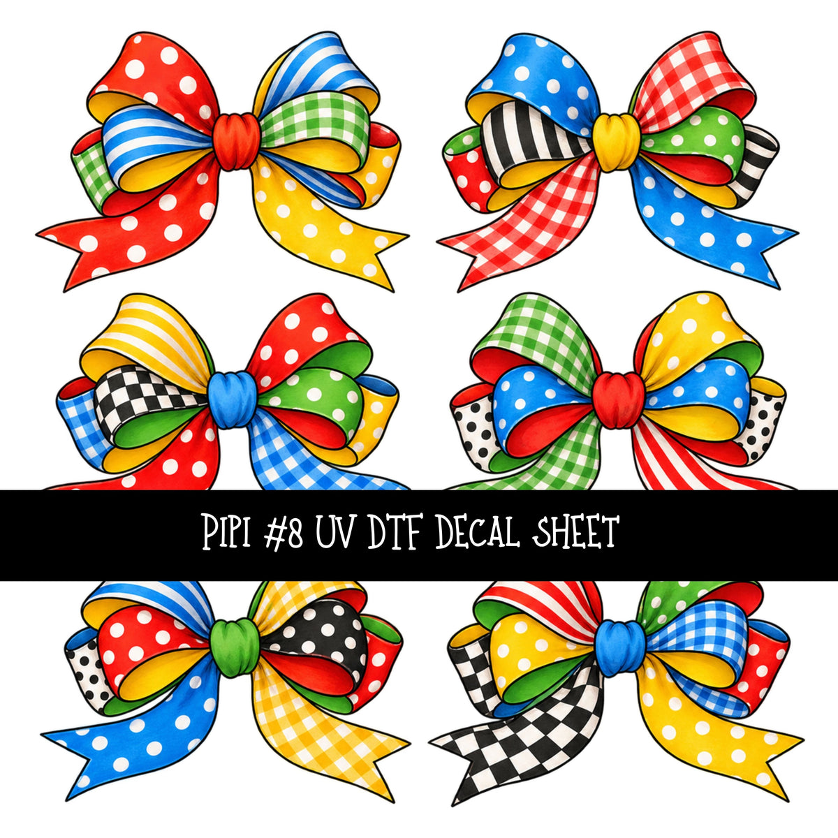 Pippi UV DTF Decal sheets 12 Designs available