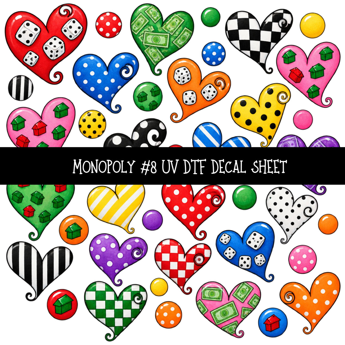 Monopoly UV DTF Decal sheets 11 Designs available