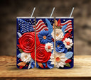 3D Patriotic Floral Vinyl Tumbler wraps- 11 Designs