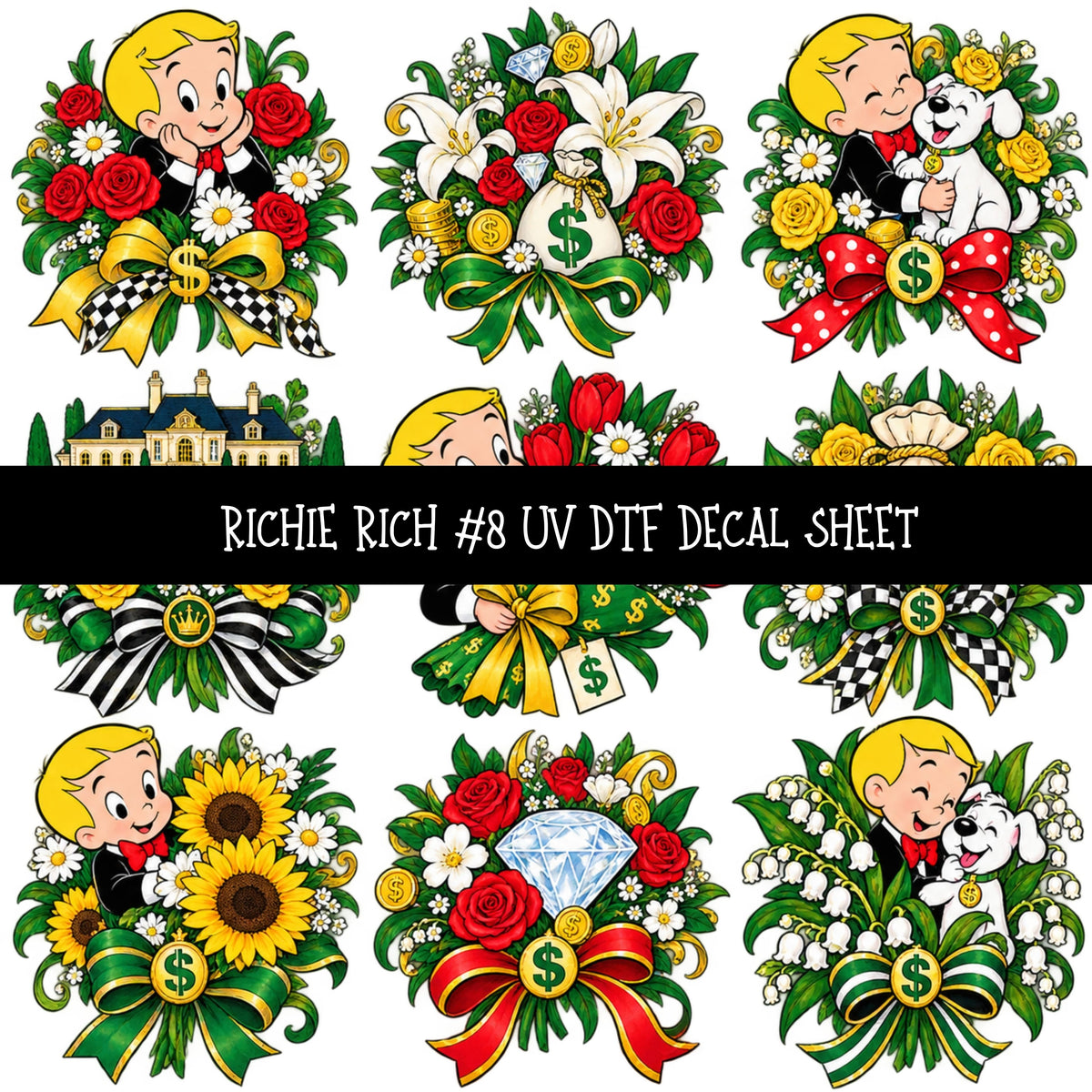 Richie Rich UV DTF Decal sheets 11 Designs available