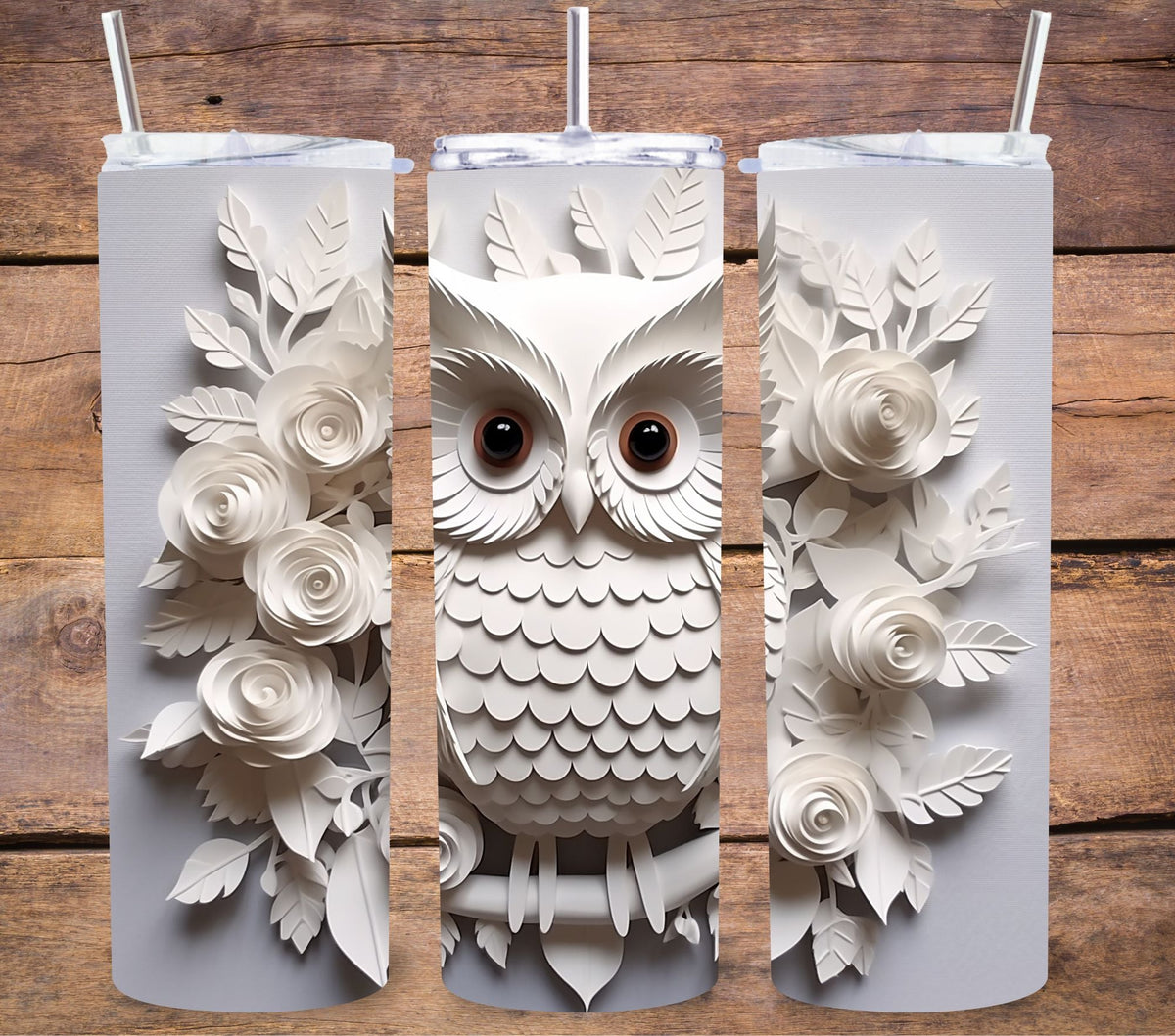 3D Owl Tumbler wraps- 8 Designs