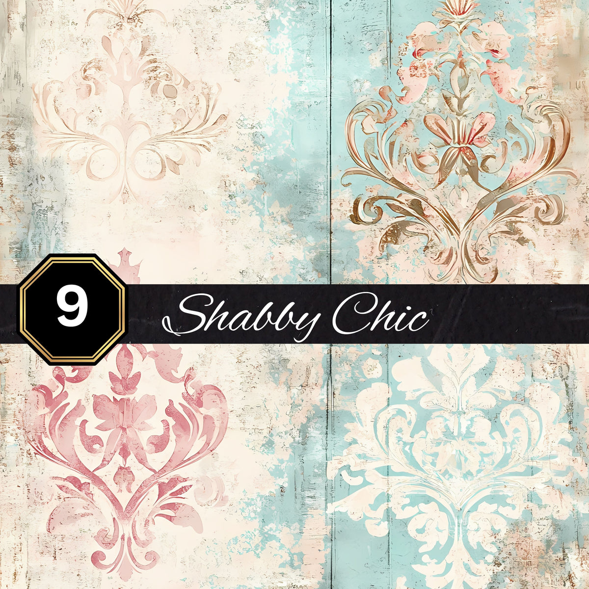 Shabby Vinyl collection- 12x12 vinyl sheets-9 designs available