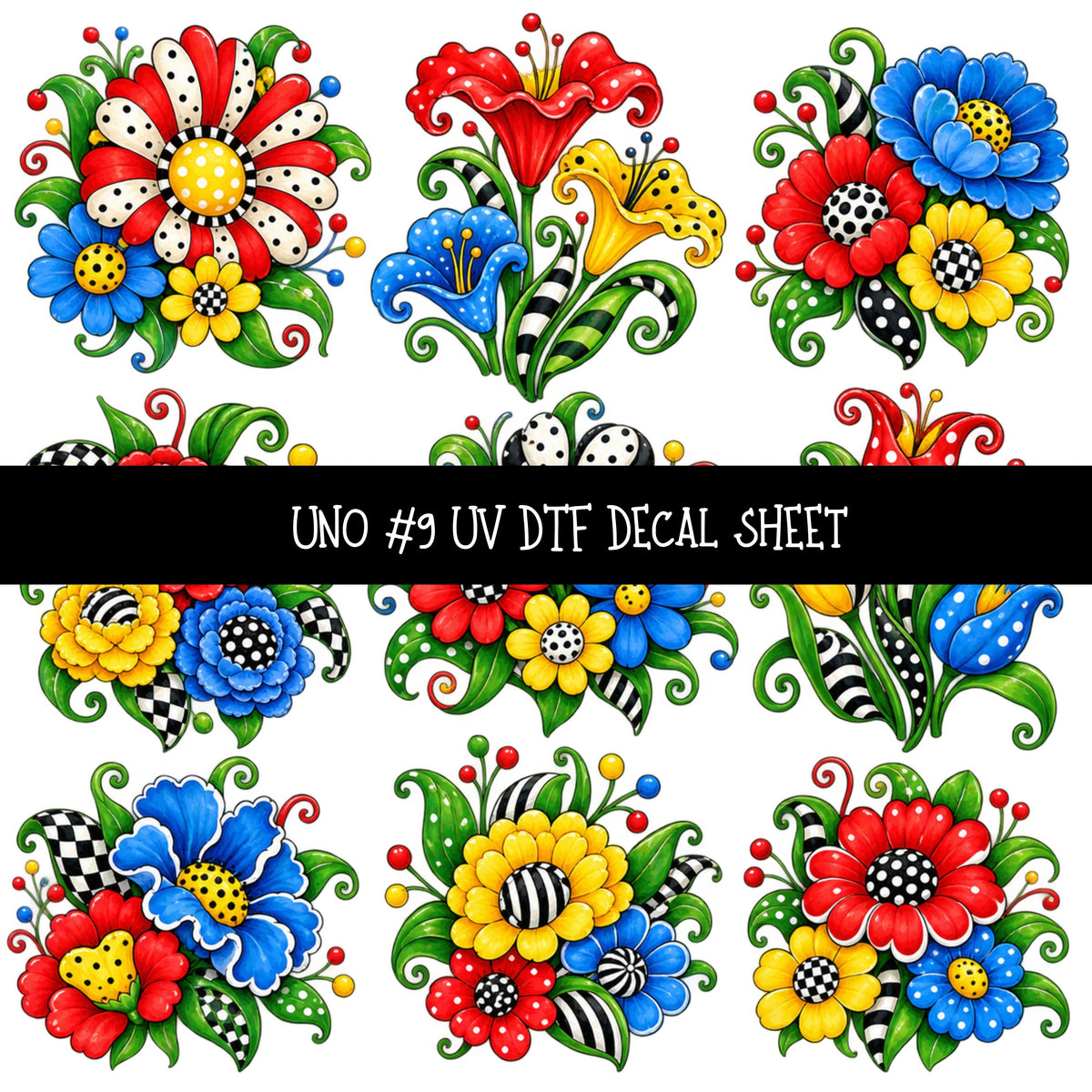 Uno UV DTF Decal sheets 12 Designs available