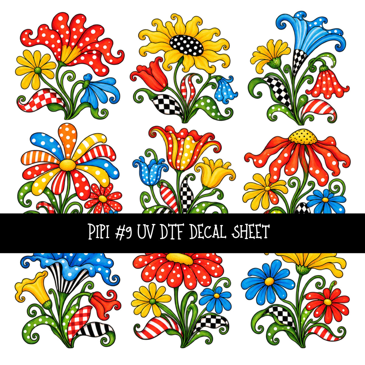 Pippi UV DTF Decal sheets 12 Designs available
