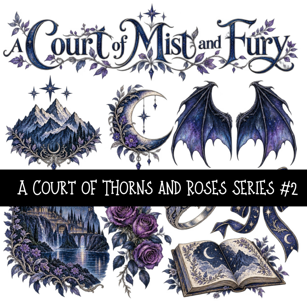 A Court of Thorns and Roses Series UV DTF Decal sheets 7 Designs available