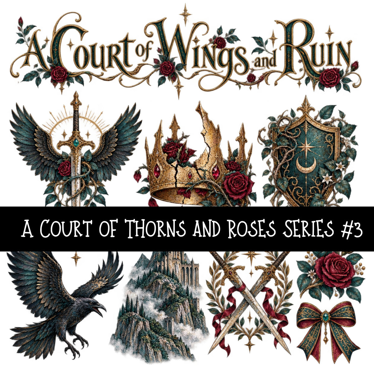A Court of Thorns and Roses Series UV DTF Decal sheets 7 Designs available