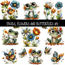 Frogs, flowers and butterflies UV DTF Decal sheet 2 designs to choose from