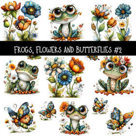 Frogs, flowers and butterflies UV DTF Decal sheet 2 designs to choose from