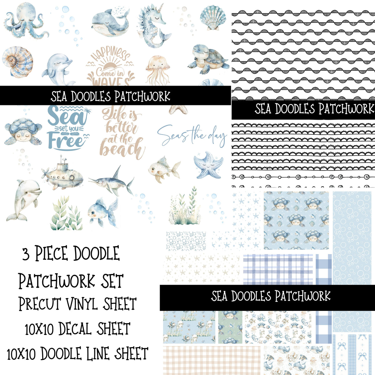 Sea Doodles Patchwork Set