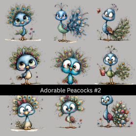 Adorable Peacocks UV DTF Decal sheets